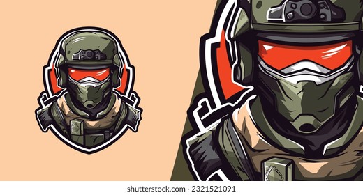 Logo des Soldaten der Elite-Armee: Leistungsstarker Vektorgrafik für Sport- und E-Sport-Teams