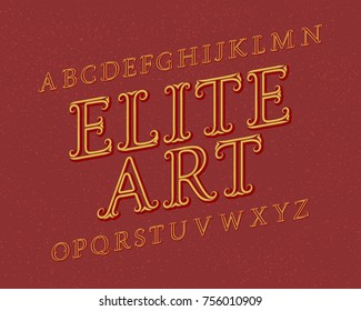Elite Art typeface. Vintage font. Isolated english alphabet.