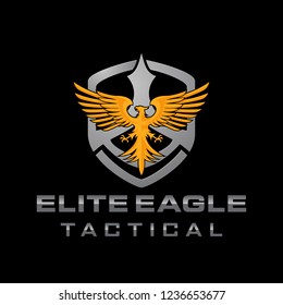 Elite Eagle Shield military logo design