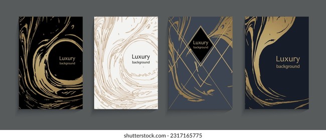 Elite elegant golden, black, white marble pattern, cover art design, colorful textures, backgrounds. Fashion drawing, graphic poster, geometric brochure, postcards. Vector illustration.