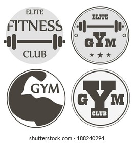 Elite fitness club and gym icon set for your business modern concept grey design signs isolated on white