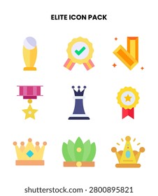 Elite Flat icon pack with vectors for app and web use.