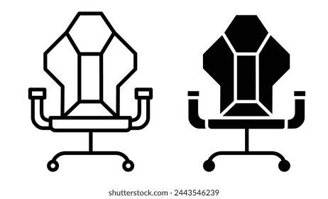 Elite Gaming Chair and Ergonomic Icons. Linear Style and Comfort Gaming Furniture Symbols.