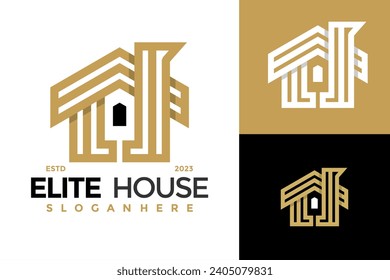 Elite House Building Logo design vector symbol icon illustration