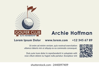 Elite membership card for a golf club with a stylized golf ball and flag, classic design, vector illustration, ideal for club identity and branding.