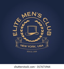 Elite Men's Club Apparel Vintage T Shirt Fashion Design, Logotype Template, Men's Hat Graphic, Typographic Art. Wall Decor.