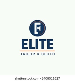 Elite tailor and cloth logo with combined threat sewing machine and E-letter concept logo