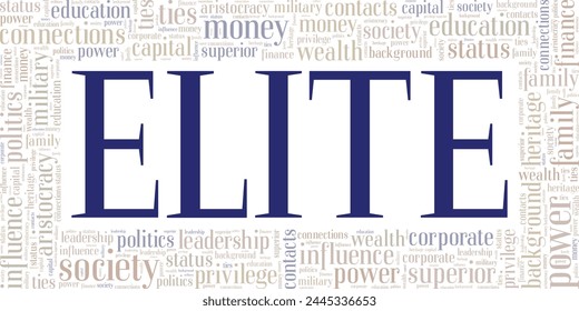 Elite word cloud conceptual design isolated on white background.