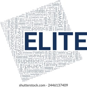 Elite word cloud conceptual design isolated on white background.