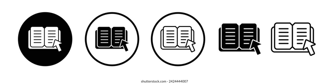 E-Literatur Linie Symbol. Elektronisches Leser-Download-Symbol in schwarz-weiß Farbe.