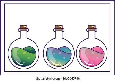 Elixir bottle drawing cartoon icon style design vector illustration