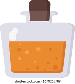 Elixir in bottle, illustration, vector on white background.
