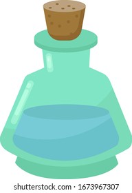 Elixir in bottle, illustration, vector on white background.