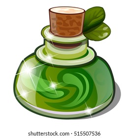 The elixir of health and longevity, is made of plant-based, isolated on white background. Vector illustration.