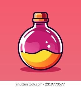 Elixir of health or mana. Icons for video games. Mana bar. Vector clipart. A bottle of red and blue potion.