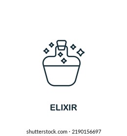 Elixir icon. Monochrome simple line Game Element icon for templates, web design and infographics