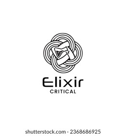 Elixir Logo - Chemical Beaker,Complicated,intricate,solution,strand,Bio Technology
