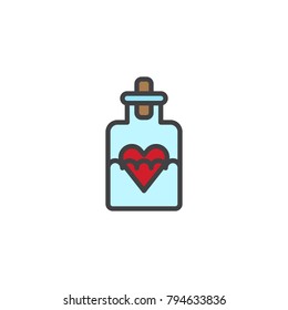 Elixir of love drink filled outline icon, line vector sign, linear colorful pictogram isolated on white. Love potion symbol, logo illustration. Pixel perfect vector graphics