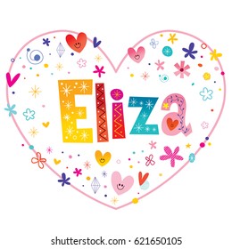 Eliza girls name decorative lettering heart shaped love design