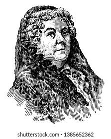 Elizabeth Cady Stanton, 1815-1902, sie war eine amerikanische Suffragistin, Sozialaktivistin, Abschaffungskünstlerin und führende Persönlichkeit der frühen Frauenrechtsbewegung, Vintage-Line-Zeichnen oder Gravieren