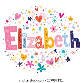 Elizabeth female name decorative lettering type design