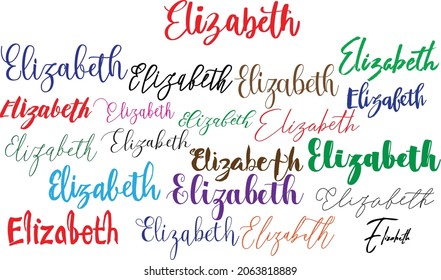 Elizabeth Girl Name in Multi Fonts Typography Text