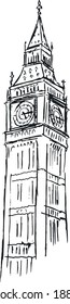 Elizabeth Tower, Big Ben (Clock Tower) London. Vector Sketch