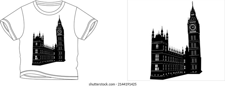 Elizabeth Tower t-shirt design background color is a white and t-shirt color is a white beautiful color and beautiful design