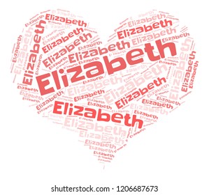 Elizabeth word cloud in heart shape 