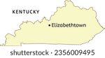 Elizabethtown city location on Kentucky state map