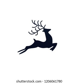 elk black silhouette on white background vector isolated christmas card