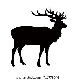 elk black silhouette on white background vector