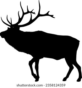 Elk Black Silhouette Vector Illustration