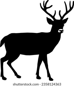 Elk Black Silhouette Vector Illustration