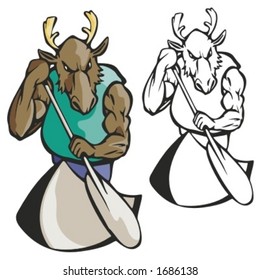 Elk Boating Mascot. Great for t-shirt designs, school mascot logo and any other design work. Ready for vinyl cutting.