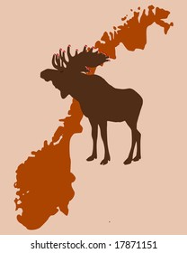 Elk with christmas caps is looking forward to christmas in Norway