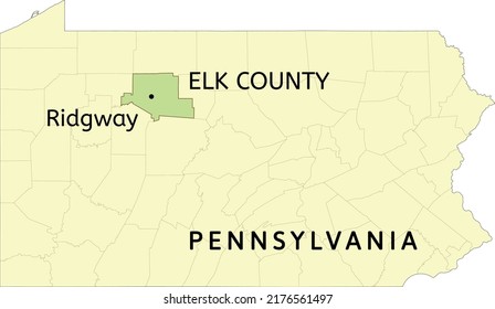 Elk County and borough of Ridgway location on Pennsylvania state map