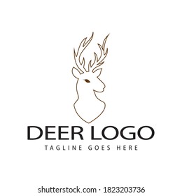 plantilla vectorial del icono del logotipo del ciervo de alce.