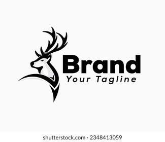 elk deer look back art logo template illustration inspiration