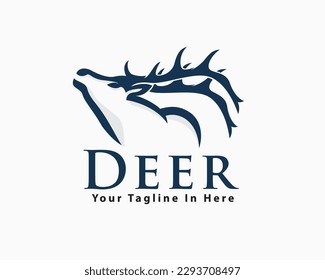 elk deer look up drawn art logo template illustration inspiration