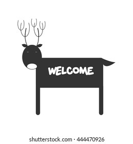 Elk, deer, moose silhouette welcome sign to national park. Vector illustration