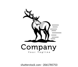 elk deer standby look back logo template illustration