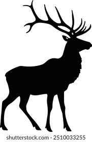 Elk deer vector art - Elk deer silhouette on white background