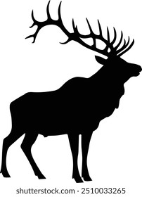 Elk deer vector art - Elk deer silhouette on white background