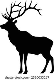 Elk deer vector art - Elk deer silhouette on white background