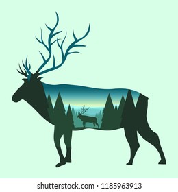 Elk. Double exposure