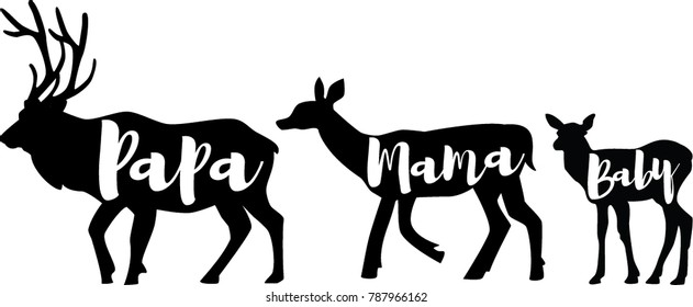 Elk Family Silhouette svg