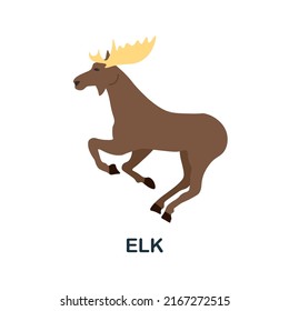 Elk flat icon. Colored element sign from christmas collection. Flat Elk icon sign for web design, infographics and more.