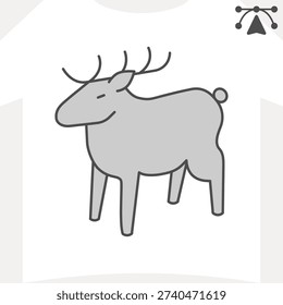 Elk, forest deer isometric icon, wildlife concept. Vector graphics. Animal sign and editable stroke, outline style icon for mobile or web design