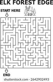 Elk forest edge maze activity for kids fun game